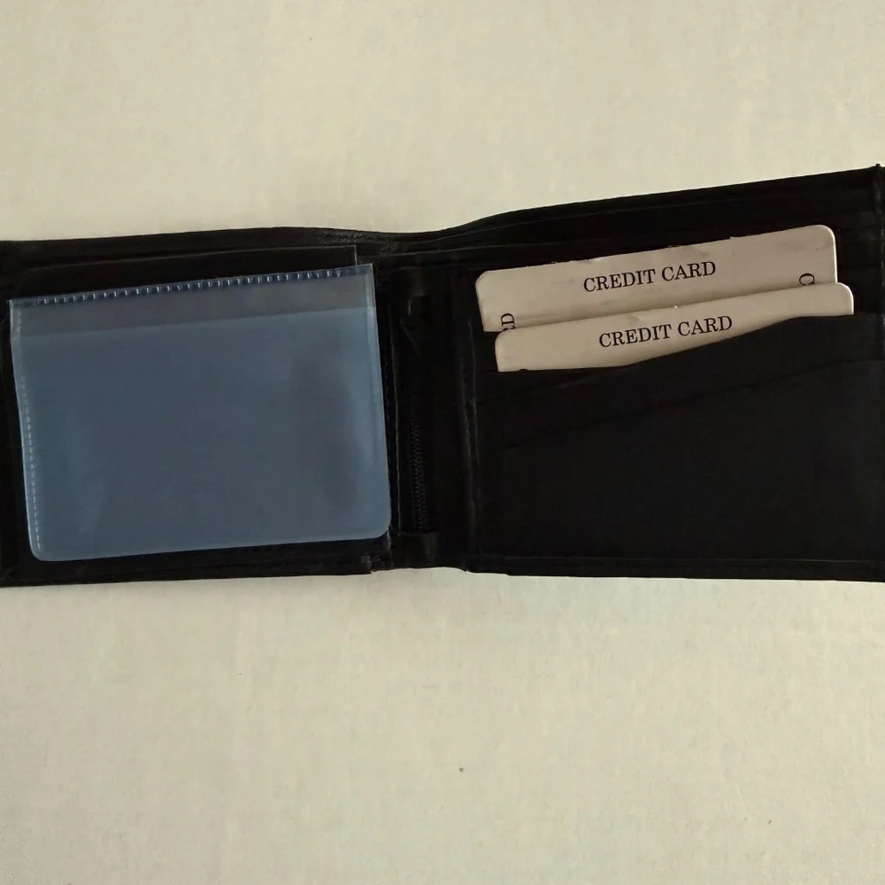 Black Leather Bi-Fold Wallet